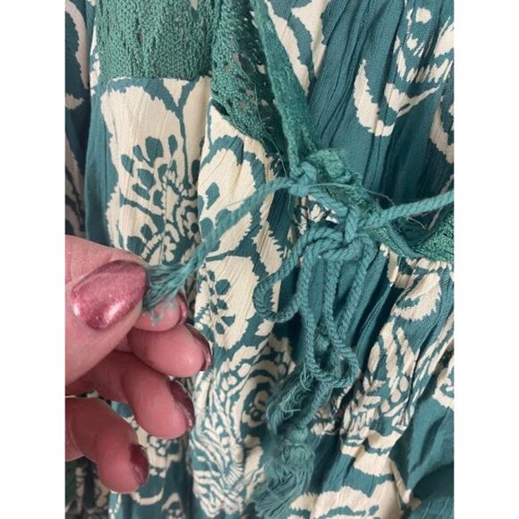 Angie Bohemian Floral Pheasant Green White Top Women's XL - Picture 8 of 9